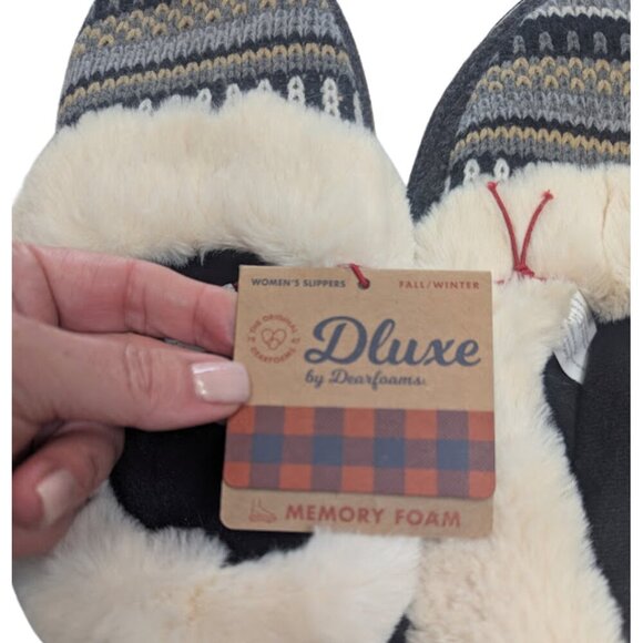 NWT Dearfoam Dluxe Memory Foam Women's in slippers with Shearling detail* Sz 7-8 - Picture 5 of 9